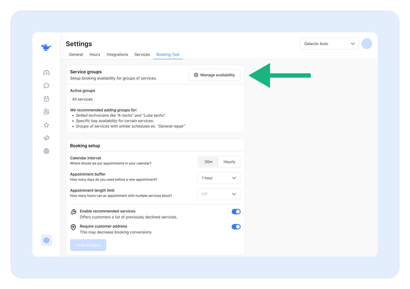 Setting up online scheduling